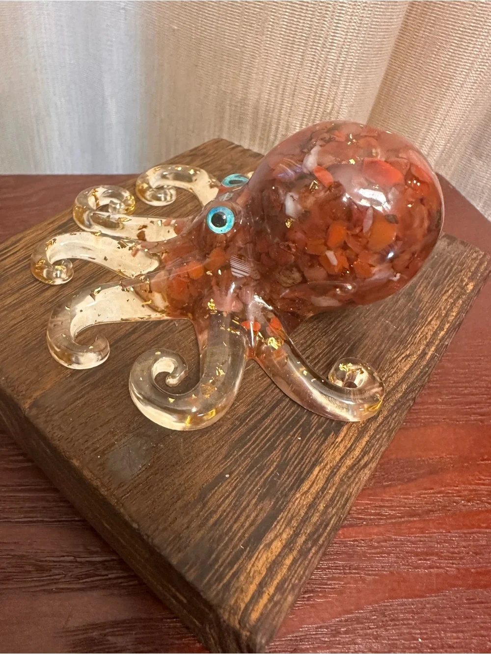 Resin and Red Jasper Crystal Chips Octopus Sculpture - Picture 5 of 12